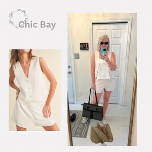 Light Natural breathable vest and short set SM pit to pit 18.5” l 21”